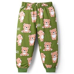 Babyhug Cotton Knit Full Sleeves T-Shirt & Lounge Pant Co-ords Night Suit With Bear Print - Green