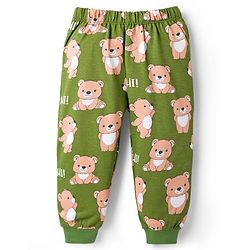 Babyhug Cotton Knit Full Sleeves T-Shirt & Lounge Pant Co-ords Night Suit With Bear Print - Green