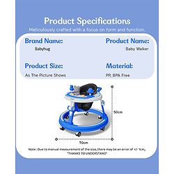 Babyhug 360° Joy Baby Walker with Convertible Feeding & Musical Toy Tray - Pink| Adjustable Height| Compact Fold| Activity cum Push Walker| Smooth Swivel Wheels| Padded Cushion Seat