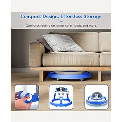 Babyhug 360° Joy Baby Walker with Convertible Feeding & Musical Toy Tray - Pink| Adjustable Height| Compact Fold| Activity cum Push Walker| Smooth Swivel Wheels| Padded Cushion Seat