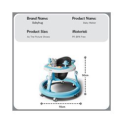 Babyhug 360° Joy Baby Walker with Convertible Feeding & Musical Toy Tray - Pink| Adjustable Height| Compact Fold| Activity cum Push Walker| Smooth Swivel Wheels| Padded Cushion Seat