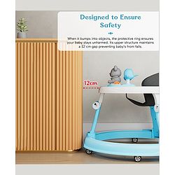 Babyhug 360° Joy Baby Walker with Convertible Feeding & Musical Toy Tray - Pink| Adjustable Height| Compact Fold| Activity cum Push Walker| Smooth Swivel Wheels| Padded Cushion Seat