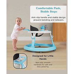 Babyhug 360° Joy Baby Walker with Convertible Feeding & Musical Toy Tray - Pink| Adjustable Height| Compact Fold| Activity cum Push Walker| Smooth Swivel Wheels| Padded Cushion Seat