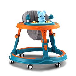 Babyhug 360° Joy Baby Walker with Convertible Feeding & Musical Toy Tray - Pink| Adjustable Height| Compact Fold| Activity cum Push Walker| Smooth Swivel Wheels| Padded Cushion Seat