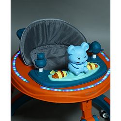 Babyhug 360° Joy Baby Walker with Convertible Feeding & Musical Toy Tray - Pink| Adjustable Height| Compact Fold| Activity cum Push Walker| Smooth Swivel Wheels| Padded Cushion Seat