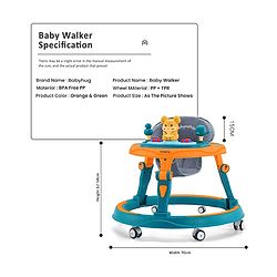 Babyhug 360° Joy Baby Walker with Convertible Feeding & Musical Toy Tray - Pink| Adjustable Height| Compact Fold| Activity cum Push Walker| Smooth Swivel Wheels| Padded Cushion Seat