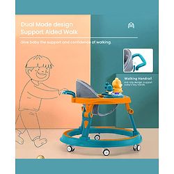 Babyhug 360° Joy Baby Walker with Convertible Feeding & Musical Toy Tray - Pink| Adjustable Height| Compact Fold| Activity cum Push Walker| Smooth Swivel Wheels| Padded Cushion Seat