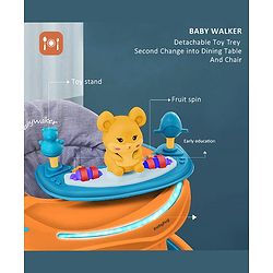 Babyhug 360° Joy Baby Walker with Convertible Feeding & Musical Toy Tray - Pink| Adjustable Height| Compact Fold| Activity cum Push Walker| Smooth Swivel Wheels| Padded Cushion Seat