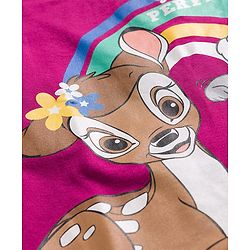 Babyhug Disney Single Jersey Knit Half Sleeves T-Shirt & Denim Skirt with Bambi Graphic & Badge Detailing - Purple & Blue