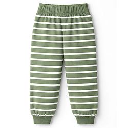 Babyhug Disney Single Jersey Knit Half Sleeves Striped Night Suit with Mickey & Pluto Graphic - Green