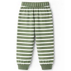 Babyhug Disney Single Jersey Knit Half Sleeves Striped Night Suit with Mickey & Pluto Graphic - Green