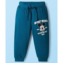 Babyhug Disney Single Jersey Knit Drop Shoulder Half Sleeves T-Shirt & Track Pant Set with Mickey Mouse Graphic - Navy Blue & White