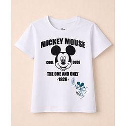 Babyhug Disney Single Jersey Knit Drop Shoulder Half Sleeves T-Shirt & Track Pant Set with Mickey Mouse Graphic - Navy Blue & White