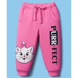 Babyhug Disney Terry Knit Full Sleeves T-Shirt & Track Pant Set with Marie Graphic - Pink & White
