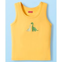 Babyhug 100% Cotton Knit Sleeveless Sando with Dino Print Pack of 3 - Multicolor