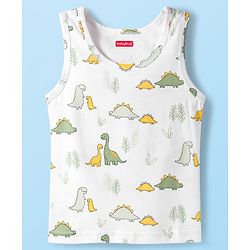 Babyhug 100% Cotton Knit Sleeveless Sando with Dino Print Pack of 3 - Multicolor