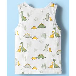 Babyhug 100% Cotton Knit Sleeveless Sando with Dino Print Pack of 3 - Multicolor
