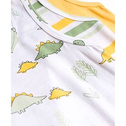 Babyhug 100% Cotton Knit Sleeveless Sando with Dino Print Pack of 3 - Multicolor
