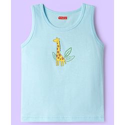 Babyhug 100% Cotton Knit Sleeveless Sando with Dino Print & Stripes Pack of 3 - Yellow White & Light Blue