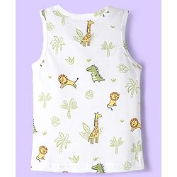 Babyhug 100% Cotton Knit Sleeveless Sando with Dino Print & Stripes Pack of 3 - Yellow White & Light Blue