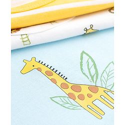 Babyhug 100% Cotton Knit Sleeveless Sando with Dino Print & Stripes Pack of 3 - Yellow White & Light Blue
