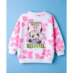Babyhug Disney Terry Knit Full Sleeves T-Shirt & Track Pant with Minnie Mouse Graphic & Badge Detailing - White
