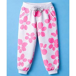Babyhug Disney Terry Knit Full Sleeves T-Shirt & Track Pant with Minnie Mouse Graphic & Badge Detailing - White