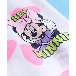 Babyhug Disney Terry Knit Full Sleeves T-Shirt & Track Pant with Minnie Mouse Graphic & Badge Detailing - White