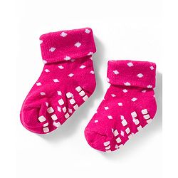 Cute Walk by Babyhug Non Terry Knit Ankle Length Anti Skid Anti Bacterial Socks With Polka Dot Design Pack Of 3 - Pink & White