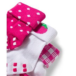 Cute Walk by Babyhug Non Terry Knit Ankle Length Anti Skid Anti Bacterial Socks With Polka Dot Design Pack Of 3 - Pink & White