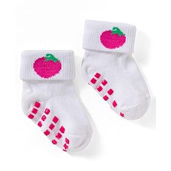 Cute Walk by Babyhug Non Terry Knit Ankle Length Anti Skid Anti Bacterial Socks With Polka Dot Design Pack Of 3 - Pink & White