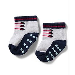 Cute Walk by Babyhug Non Terry Knit Ankle Length Anti Skid Anti Bacterial Socks With Design Pack Of 3 - Red White & Light Blue