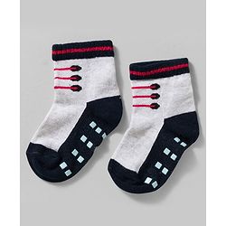 Cute Walk by Babyhug Non Terry Knit Ankle Length Anti Skid Anti Bacterial Socks With Design Pack Of 3 - Red White & Light Blue