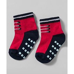 Cute Walk by Babyhug Non Terry Knit Ankle Length Anti Skid Anti Bacterial Socks With Design Pack Of 3 - Red White & Light Blue