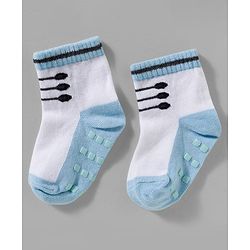 Cute Walk by Babyhug Non Terry Knit Ankle Length Anti Skid Anti Bacterial Socks With Design Pack Of 3 - Red White & Light Blue