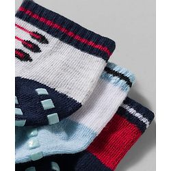 Cute Walk by Babyhug Non Terry Knit Ankle Length Anti Skid Anti Bacterial Socks With Design Pack Of 3 - Red White & Light Blue