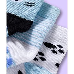 Cute Walk by Babyhug Non Terry Knit Ankle Length Anti Bacterial Anti Skid Sock With Stripes Pack Of 3 - Light Blue & White