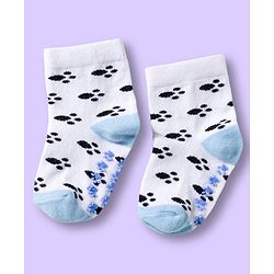 Cute Walk by Babyhug Non Terry Knit Ankle Length Anti Bacterial Anti Skid Sock With Stripes Pack Of 3 - Light Blue & White