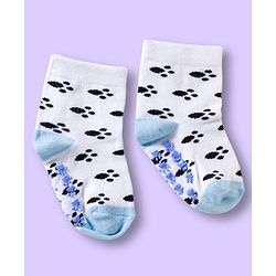 Cute Walk by Babyhug Non Terry Knit Ankle Length Anti Bacterial Anti Skid Sock With Stripes Pack Of 3 - Light Blue & White