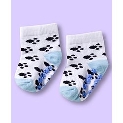 Cute Walk by Babyhug Non Terry Knit Ankle Length Anti Bacterial Anti Skid Sock With Stripes Pack Of 3 - Light Blue & White