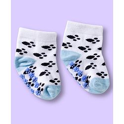 Cute Walk by Babyhug Non Terry Knit Ankle Length Anti Bacterial Anti Skid Sock With Stripes Pack Of 3 - Light Blue & White