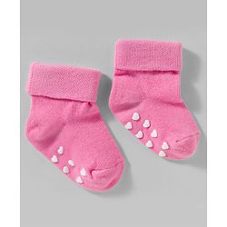 Cute Walk by Babyhug Non Terry Knit Ankle Length Anit Skid Anti Bacterial Socks With Stripes Pack Of 3 - Pink & White