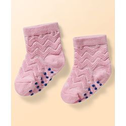 Cute Walk by Babyhug Non Terry Knit Ankle Length Anti Bacterial Anti Skid Socks With Design Pack Of 3 - Pink White & Blue