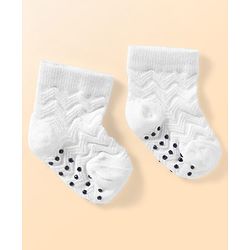 Cute Walk by Babyhug Non Terry Knit Ankle Length Anti Bacterial Anti Skid Socks With Design Pack Of 3 - Pink White & Blue