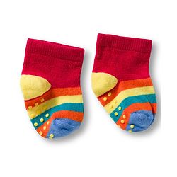 Cute Walk by Babyhug Non Terry Knit Ankle Length Anti Bacterial Anti Skid Socks With Cloud Print Pack Of 3 - Blue Red & Light Blue