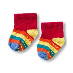 Cute Walk by Babyhug Non Terry Knit Ankle Length Anti Bacterial Anti Skid Socks With Cloud Print Pack Of 3 - Blue Red & Light Blue