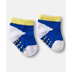 Cute Walk by Babyhug Non Terry Knit Ankle Length Anti Bacterial Anti Skid Socks With Cloud Print Pack Of 3 - Blue Red & Light Blue