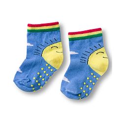 Cute Walk by Babyhug Non Terry Knit Ankle Length Anti Bacterial Anti Skid Socks With Cloud Print Pack Of 3 - Blue Red & Light Blue