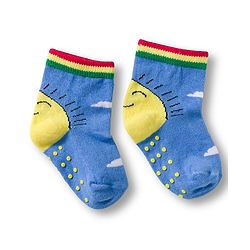 Cute Walk by Babyhug Non Terry Knit Ankle Length Anti Bacterial Anti Skid Socks With Cloud Print Pack Of 3 - Blue Red & Light Blue