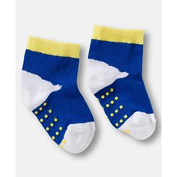 Cute Walk by Babyhug Non Terry Knit Ankle Length Anti Bacterial Anti Skid Socks With Cloud Print Pack Of 3 - Blue Red & Light Blue